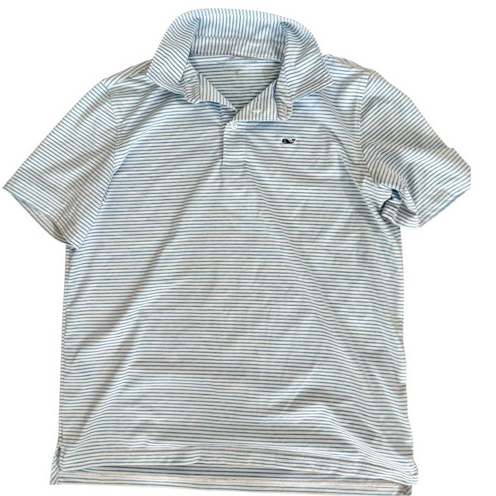 Vineyard Vines Blue and White Striped Performance Polo Shirt